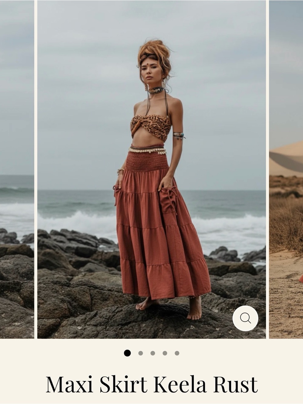 Thaluta Keela Rust Organic Cotton Ethical Fashion Maxi Skirt - βone sizeβ